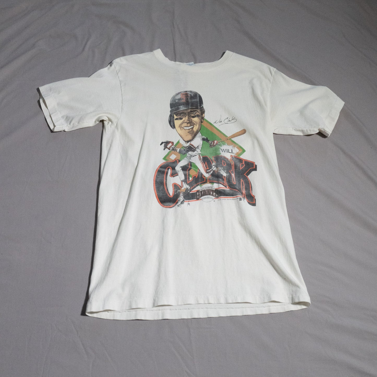 1989 San Francisco Giants MLB Will Clark Player Caricature T-Shirt L