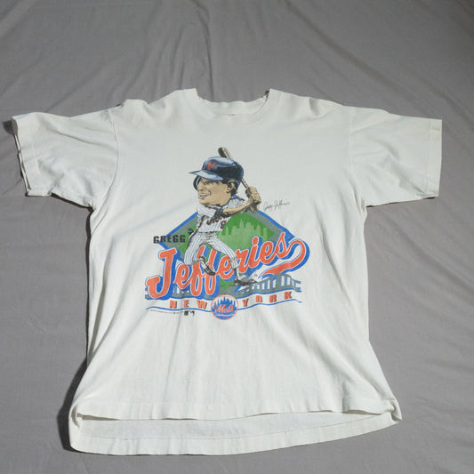 1989 New York Mets MLB Greg Jefferies Player Caricature T-Shirt L